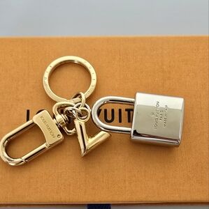 Louis Vuitton Silver and Gold Padlock Keychain